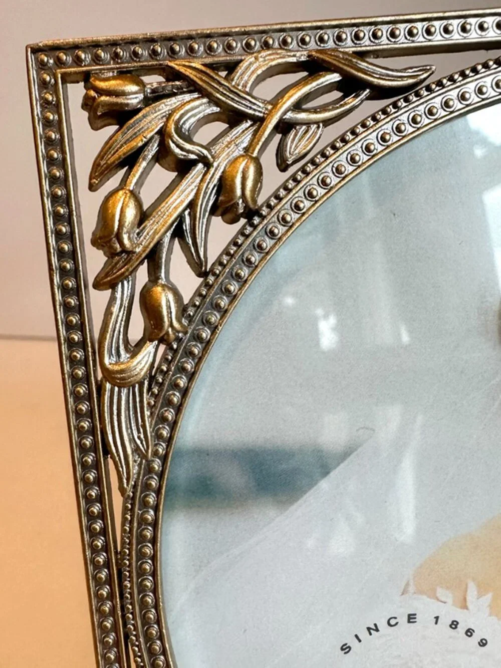 VTG 1998 Carr Romantic Occasions Bouquet Picture Frame Round 5x5 Pewter Gold NIB